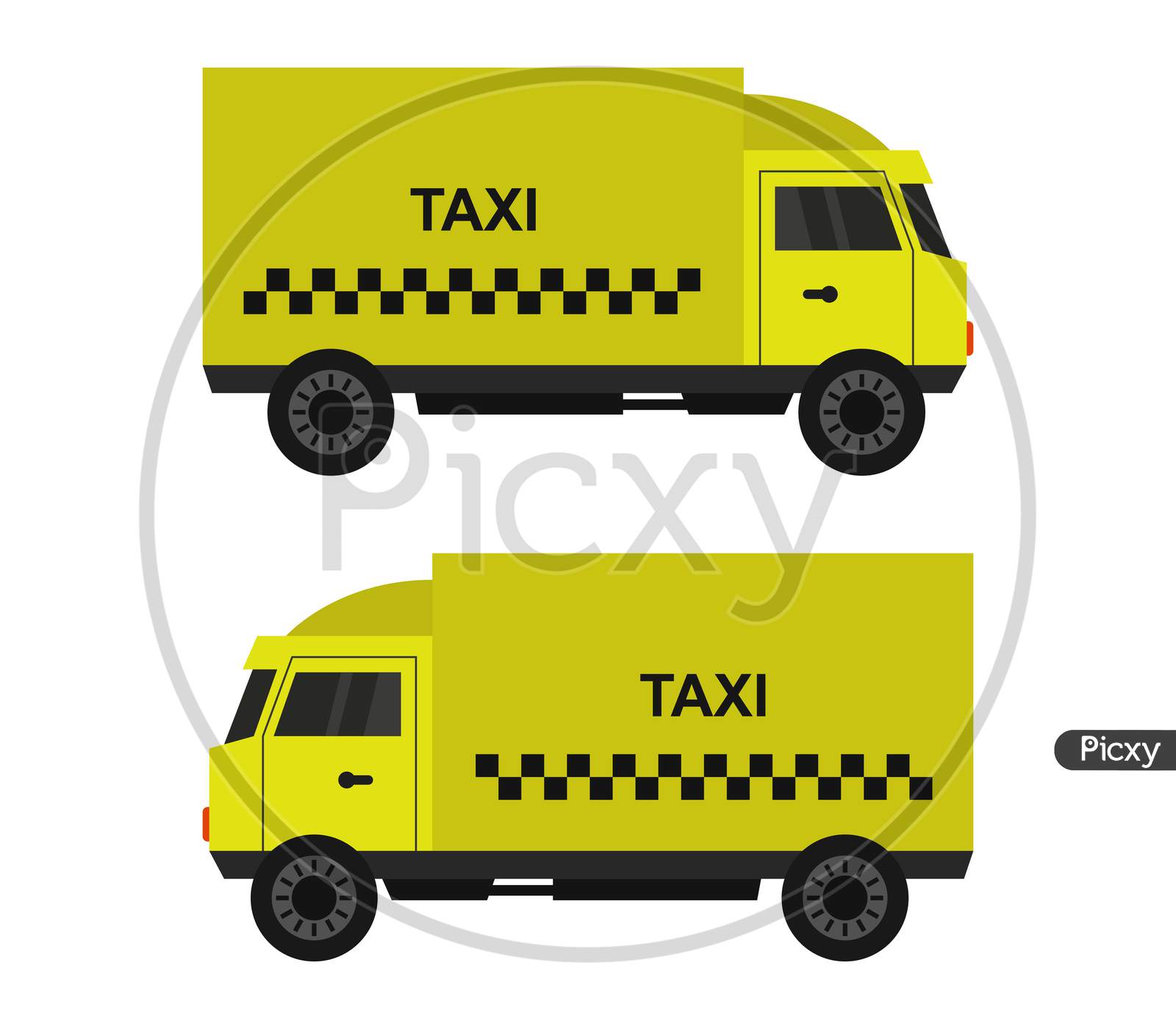 Taxi Truck Icon Illustrated In Vector On White Background