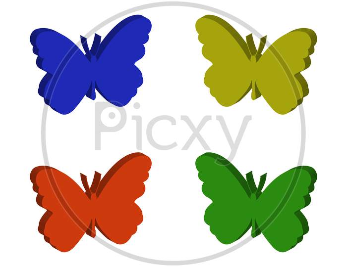 Butterflies Icon Illustrated In Vector On White Background