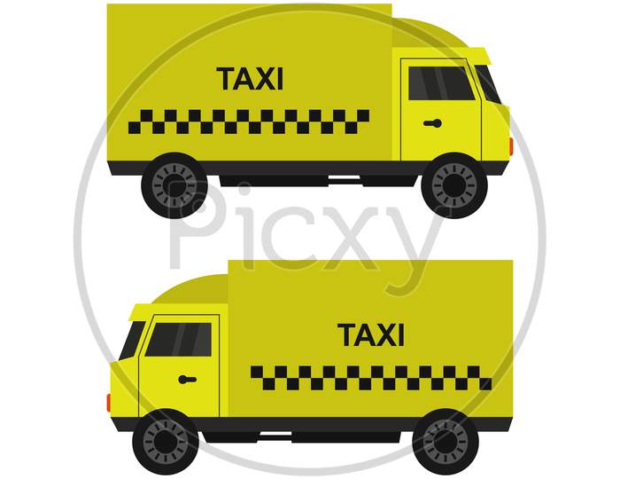 Taxi Truck Icon Illustrated In Vector On White Background