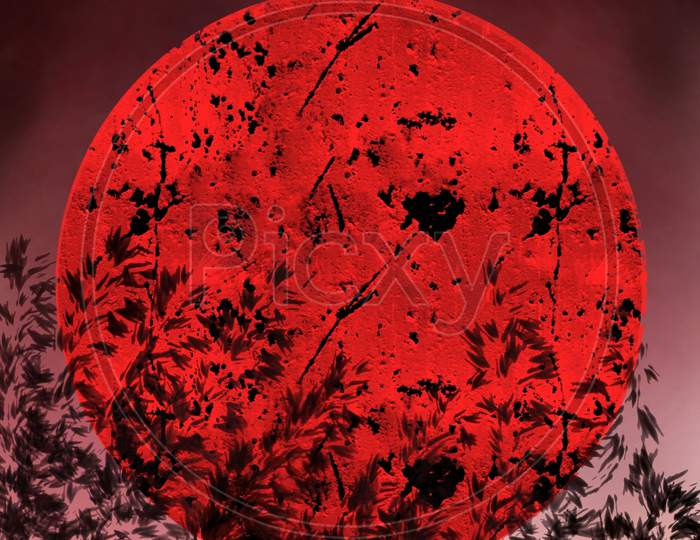 Abstract Illustration Of Blood Moon .