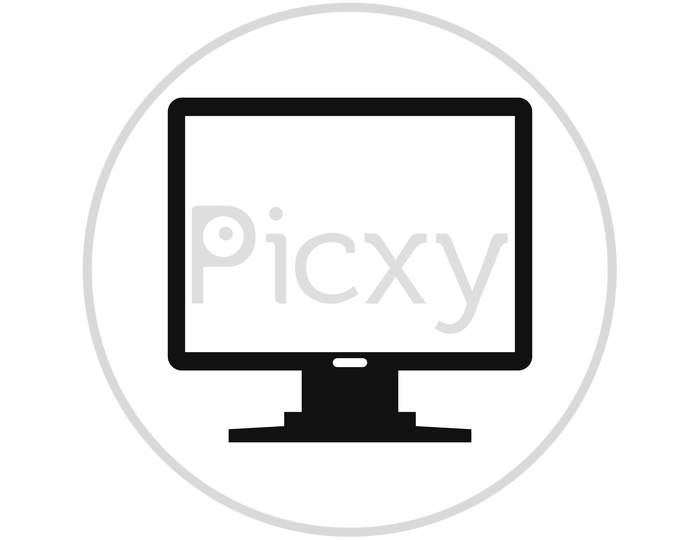 Computer Monitor Icon Illustrated In Vector On White Background