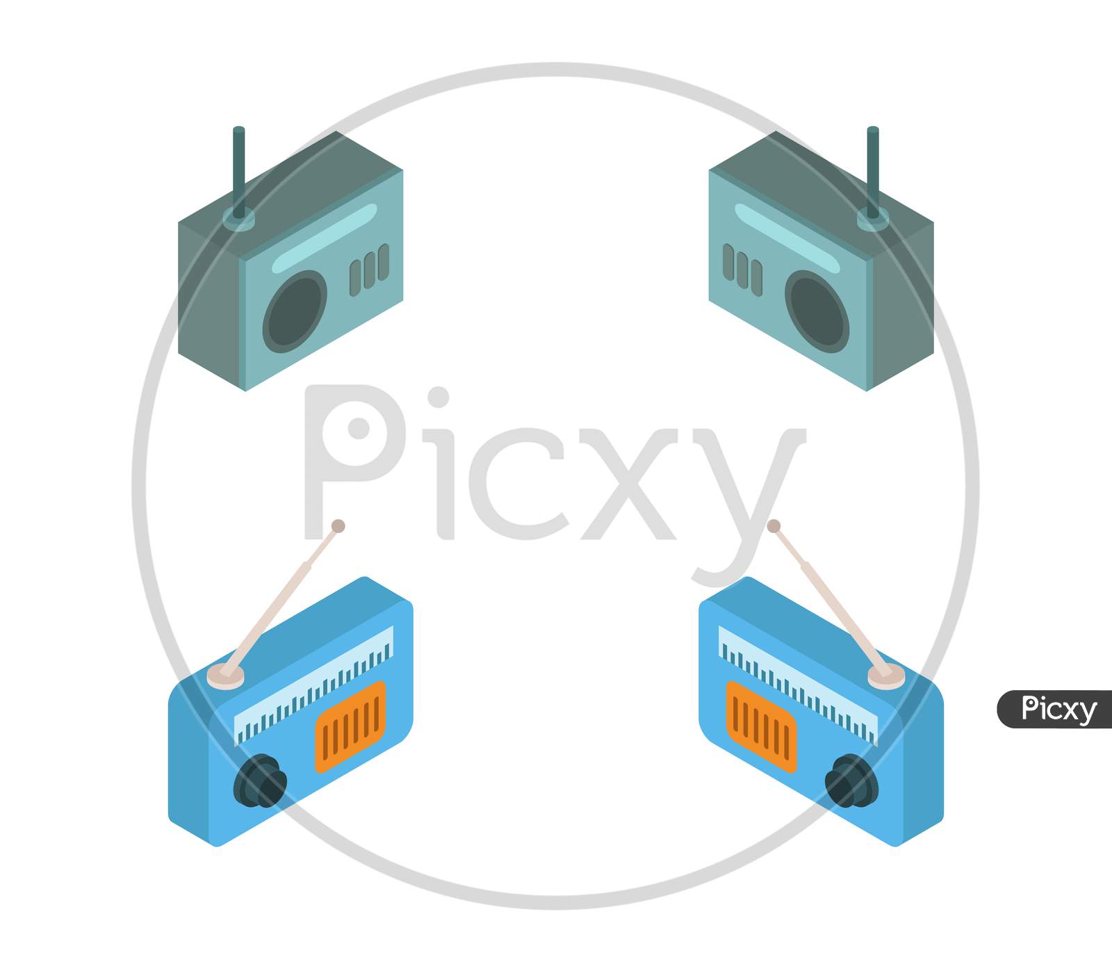 Isometric Radio Icon Illustrated In Vector On White Background