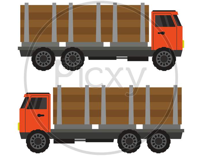 Wood Truck Icon Illustrated In Vector On White Background