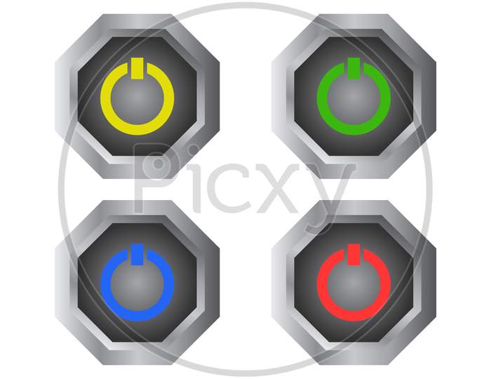 Power Button Illustrated On White Background