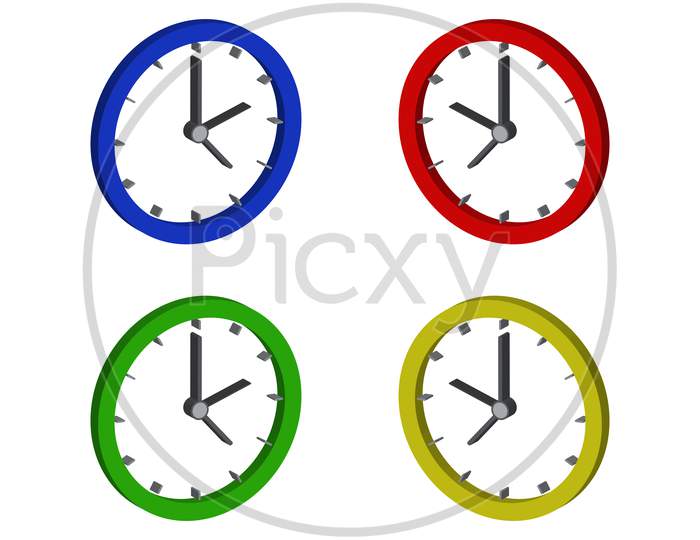 Clock Icon Illustrated In Vector On White Background