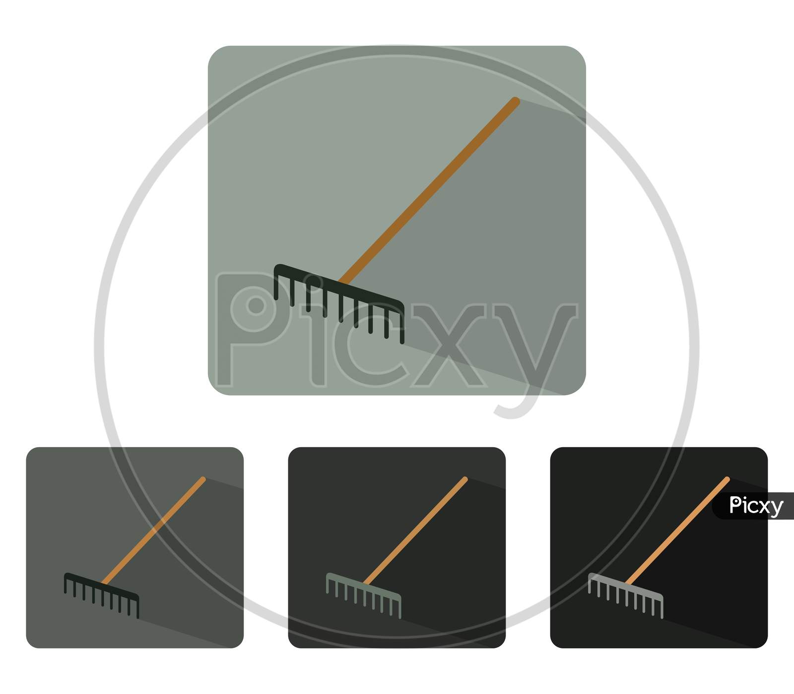 Flat Design Rake Icon Illustrated In Vector On White Background