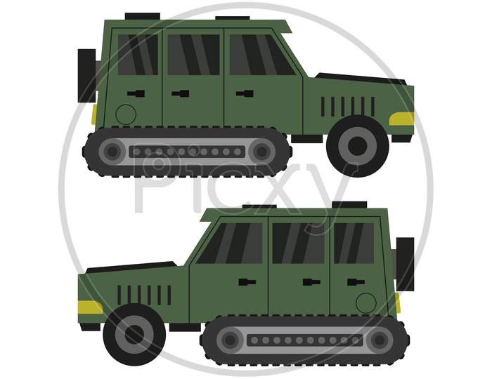 Military Jeep Icon Illustrated In Vector On White Background