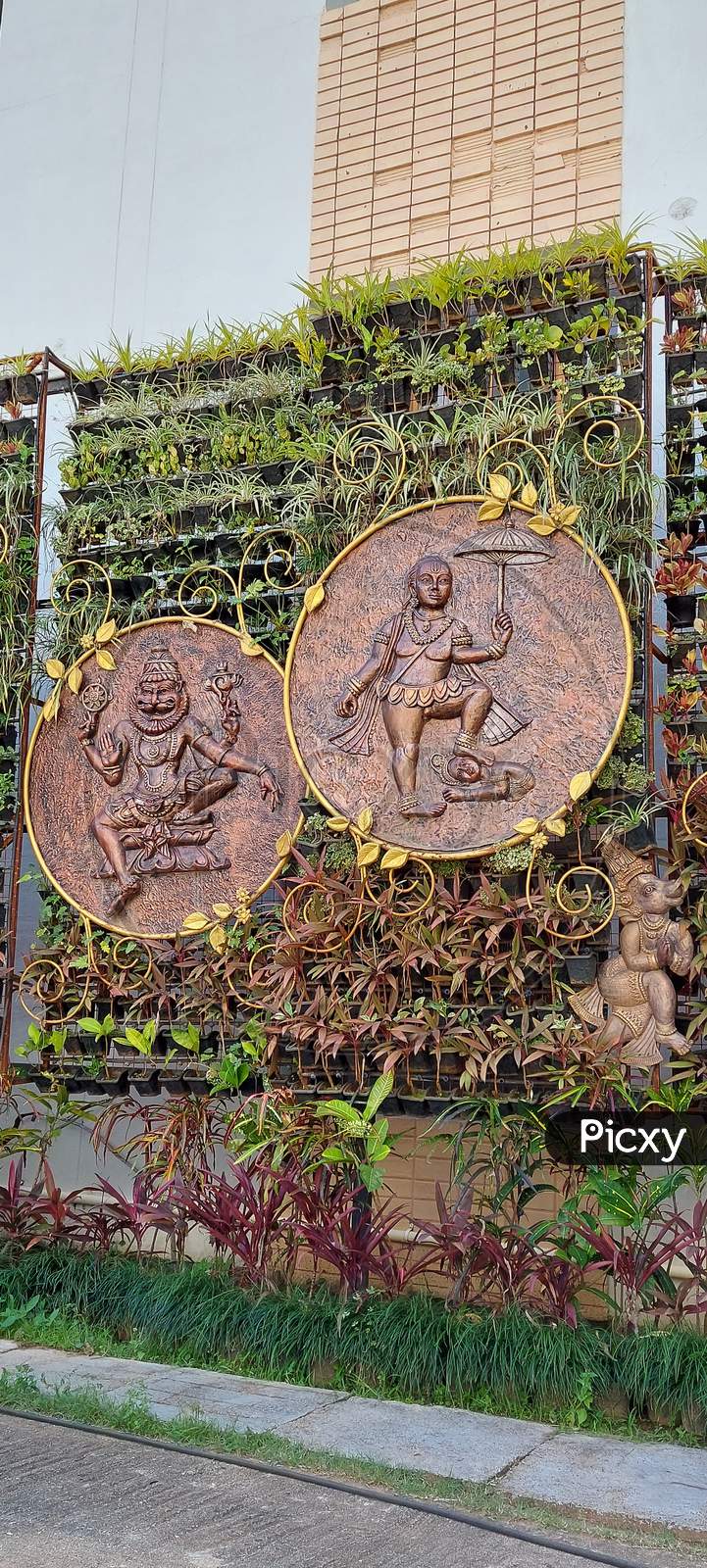 Sculptures at tirumala tirupati devasthanam temple. Hindu god sculpture. Vamana and narasimha