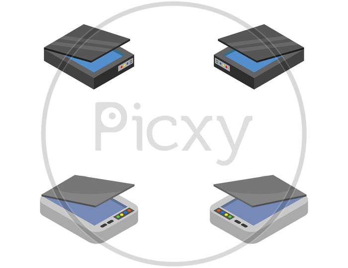 Scanner Icon Illustrated In Vector On White Background