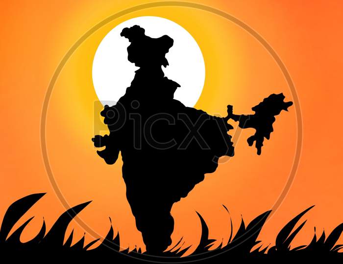Beautifull Silhouette Of Indian Map .
