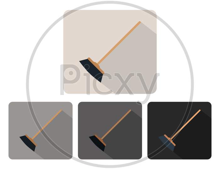 Flat Design Broom Icon Illustrated In Vector On White Background