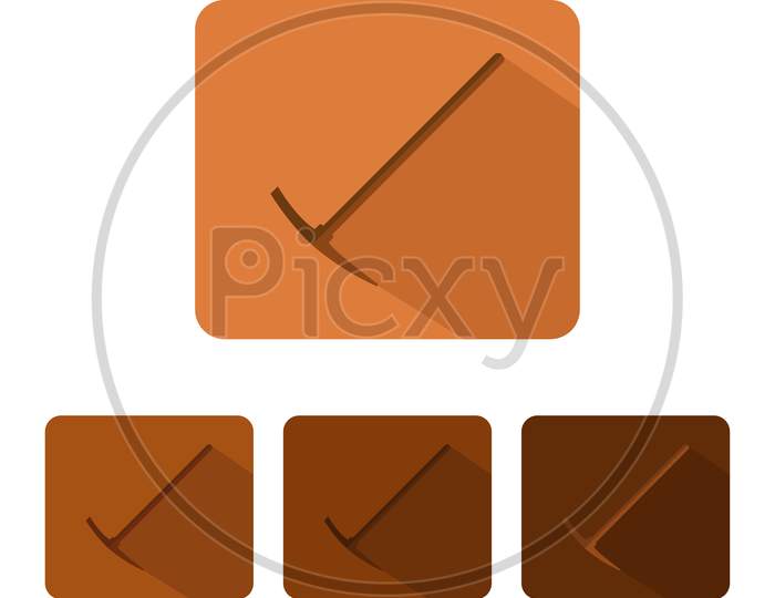 Flat Design Pickaxe Icon Illustrated In Vector On White Background