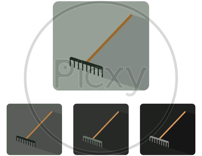 Flat Design Rake Icon Illustrated In Vector On White Background