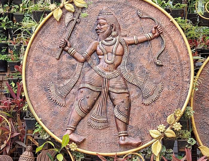 Sculptures at tirumala tirupati devasthanam temple. Hindu god sculpture. Parashurama