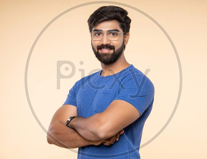 Indian young man with transparent eye wear spectacles