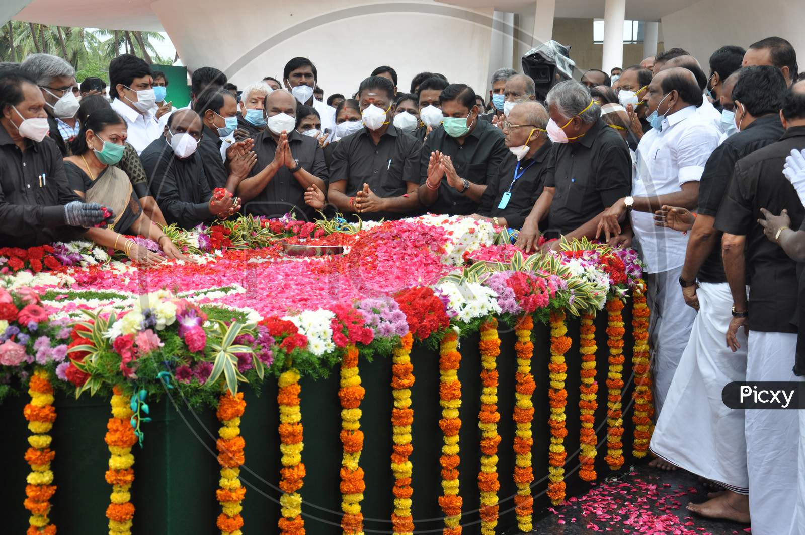 Tamil Nadu Chief Minister Edappadi K Palaniswami, Deputy Chief Minister O Panneerselvam And Aiadmk Senior Leaders Pay Tribute To Former Chief Minister Jayalalithaa On Her Fourth Death Anniversary, In Chennai, Saturday, Dec. 5, 2020.