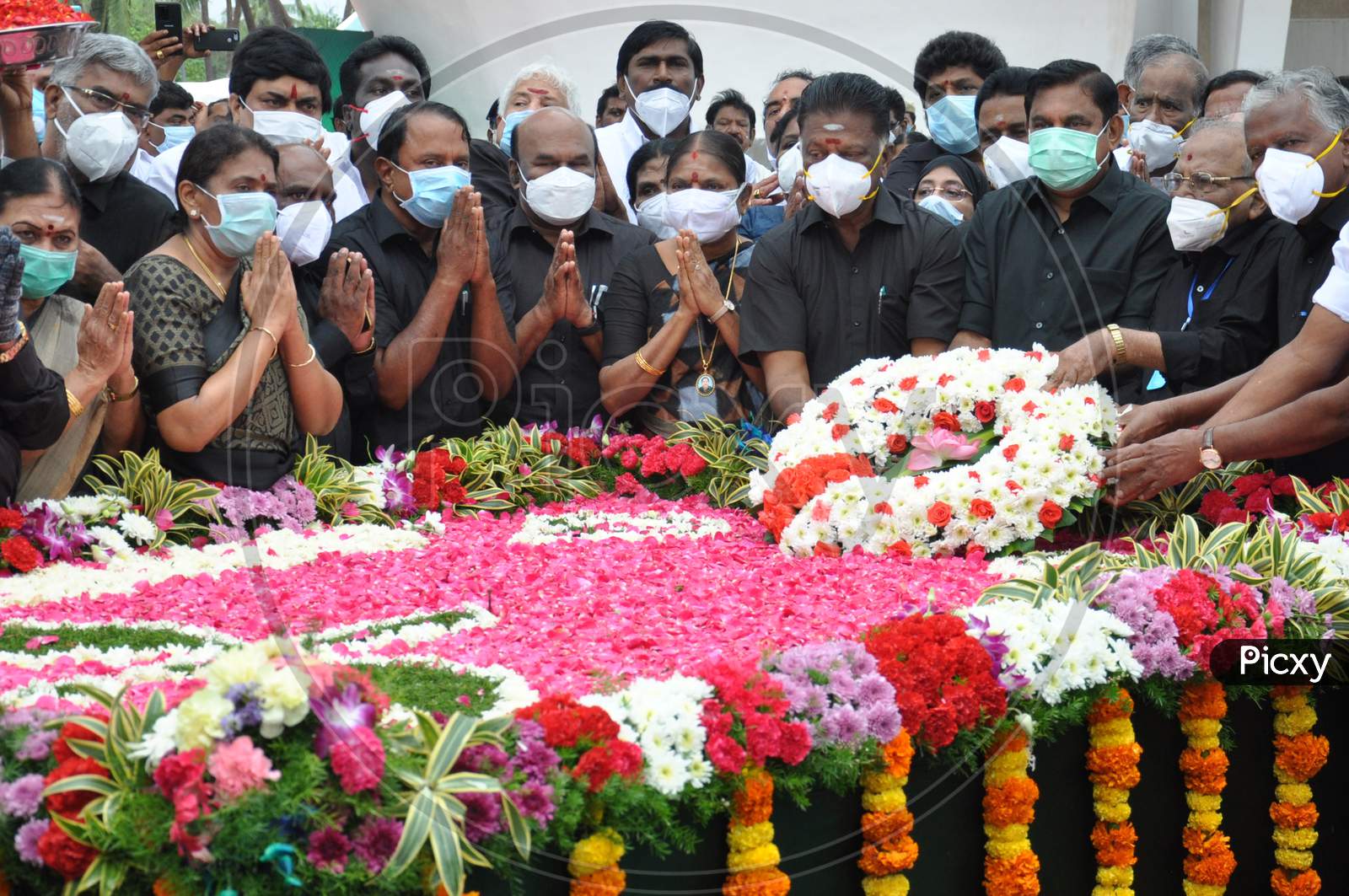 Tamil Nadu Chief Minister Edappadi K Palaniswami, Deputy Chief Minister O Panneerselvam And Aiadmk Senior Leaders Pay Tribute To Former Chief Minister Jayalalithaa On Her Fourth Death Anniversary, In Chennai, Saturday, Dec. 5, 2020.