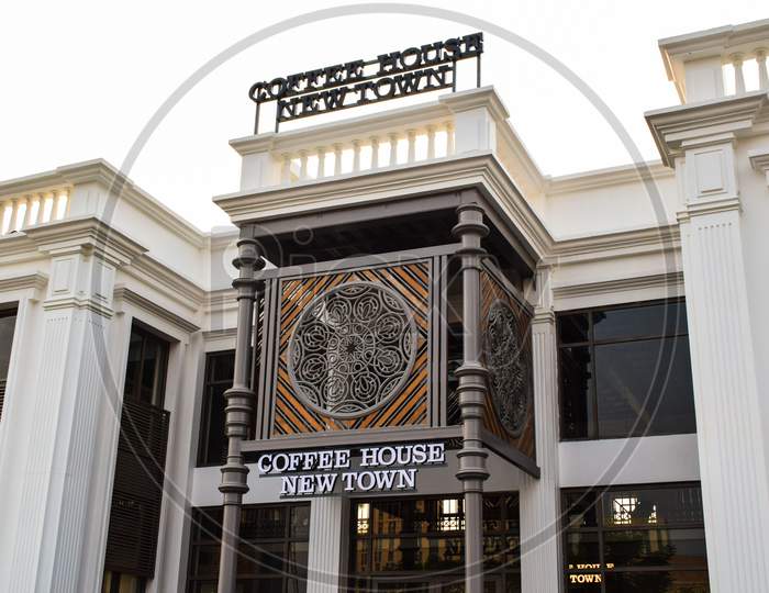 Close-up view of newly opened Coffee House New Town in the evening in Kolkata