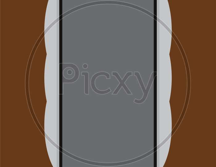 Image Of A Curve Shape, White, Touchscreen Smartphone Design Having In Brown Background