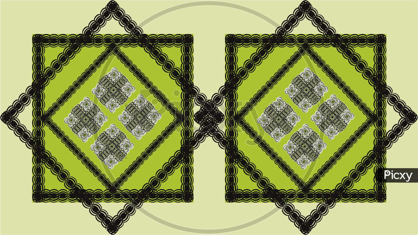 Picture Of A Green Color, Black Stripes, Triangle Abstract Pattern Graphic Design.