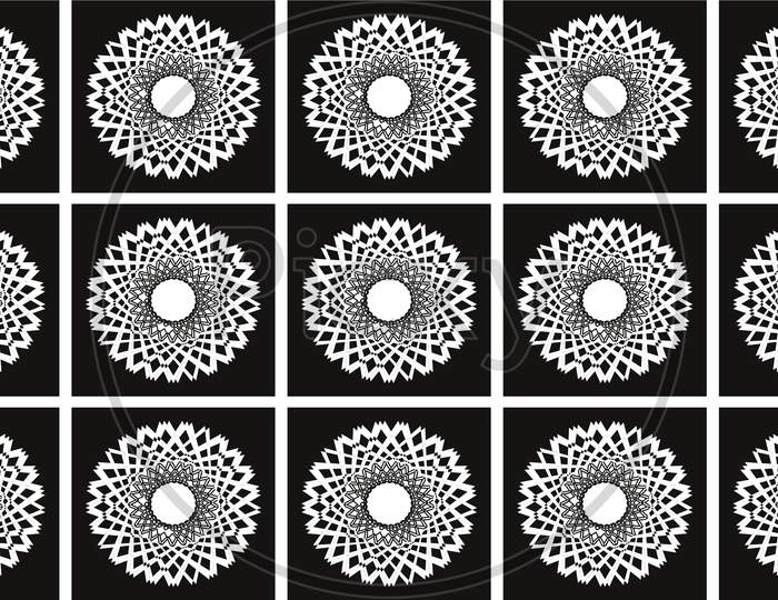 Picture Of A Black And White, Abstract, Round Pattern, Wallpaper.