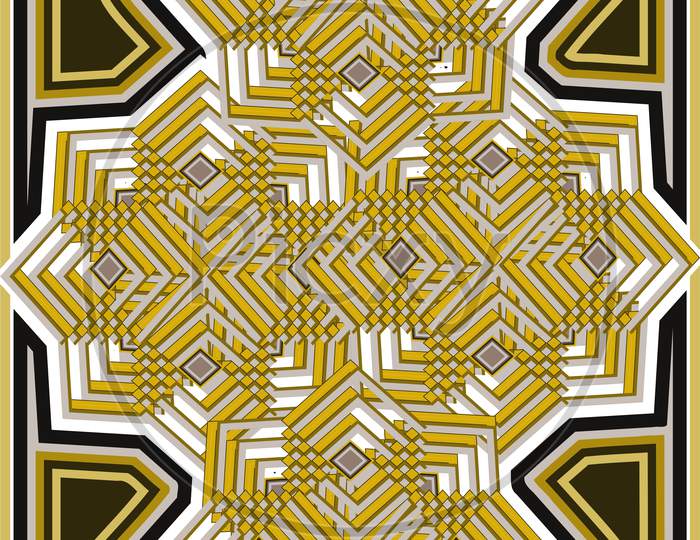 Picture Of An Abstract Golden Stars Graphic Design In Triangle Pattern.