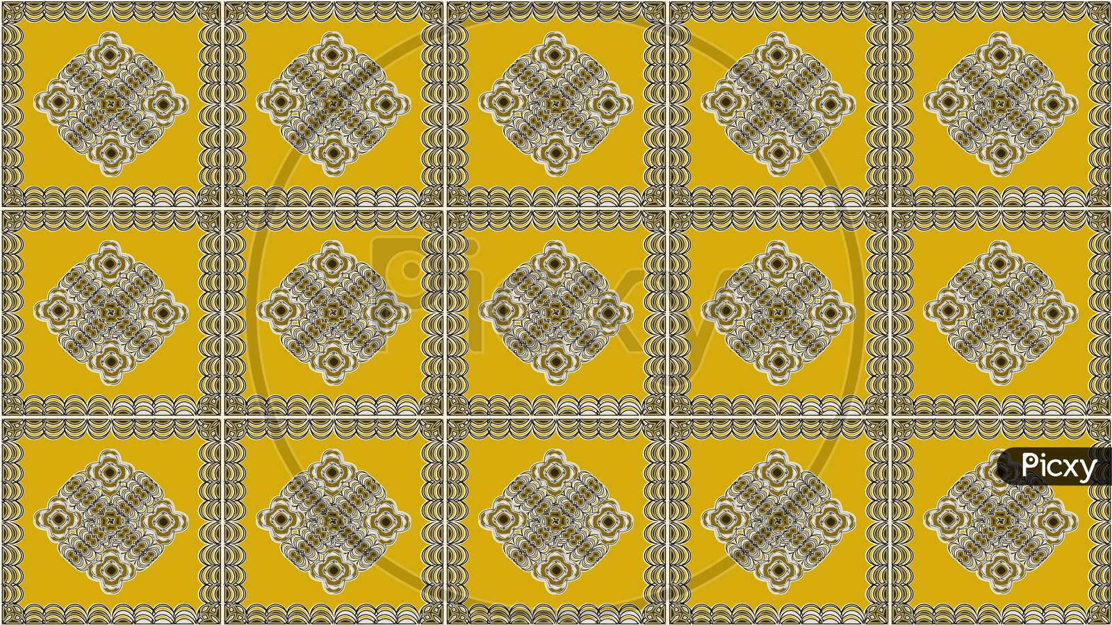 Image Of A Yellow Color, Square Shape, Abstract Pattern, Graphic Design.