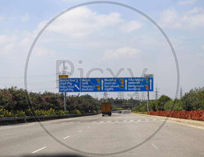 Vehicles moving on Hyderbad Outer Ring Road