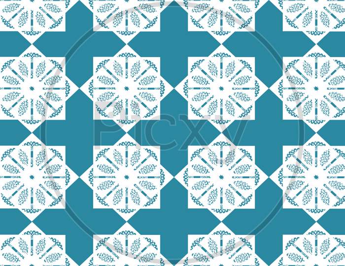 Picture Of A Blue Color, Abstract Triangle Pattern Wallpaper Having In Plus Symbol.