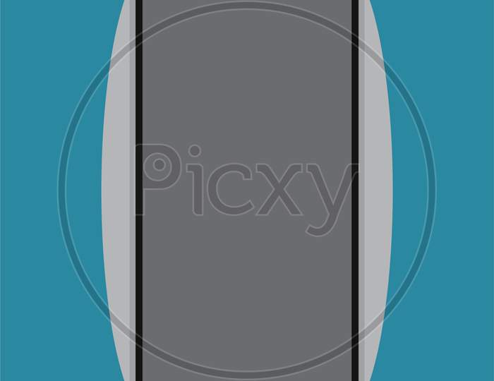 Picture Of A White Color, Curve Shape, Touch Screen Smartphone Graphic Design Having In Blue Background.