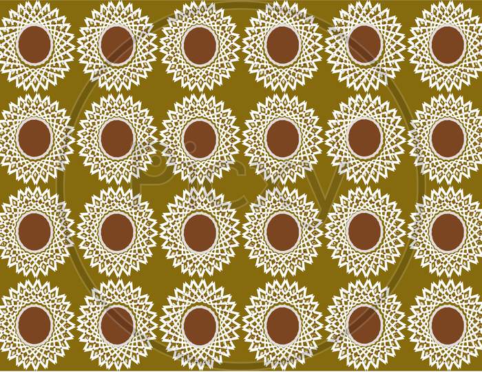 Image Of Brown Color, Rounded, Abstract Pattern Graphic Art Having In Golden Background.