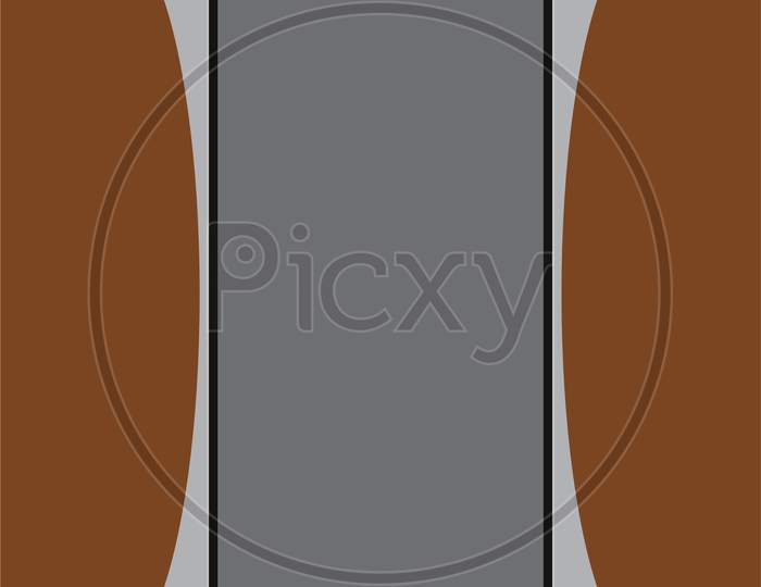 Image Of A White Color, Gray Shade, Curve Shape Smartphone Graphic Design Having In Brown Background.