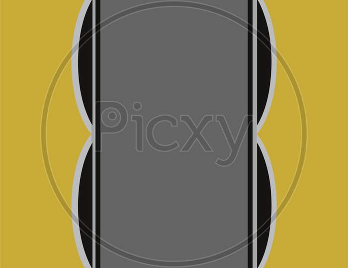 Picture Of A Black And White Color, Curve Shape, Smartphone Design Having In Yellow Background.