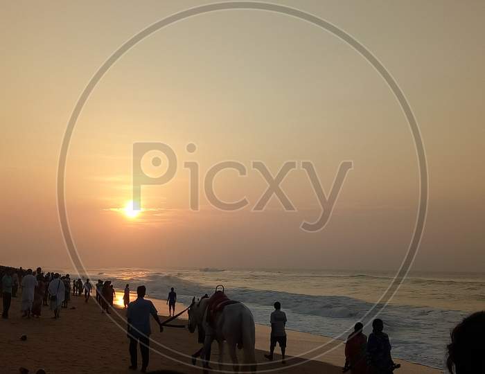 Sunset at puri beach