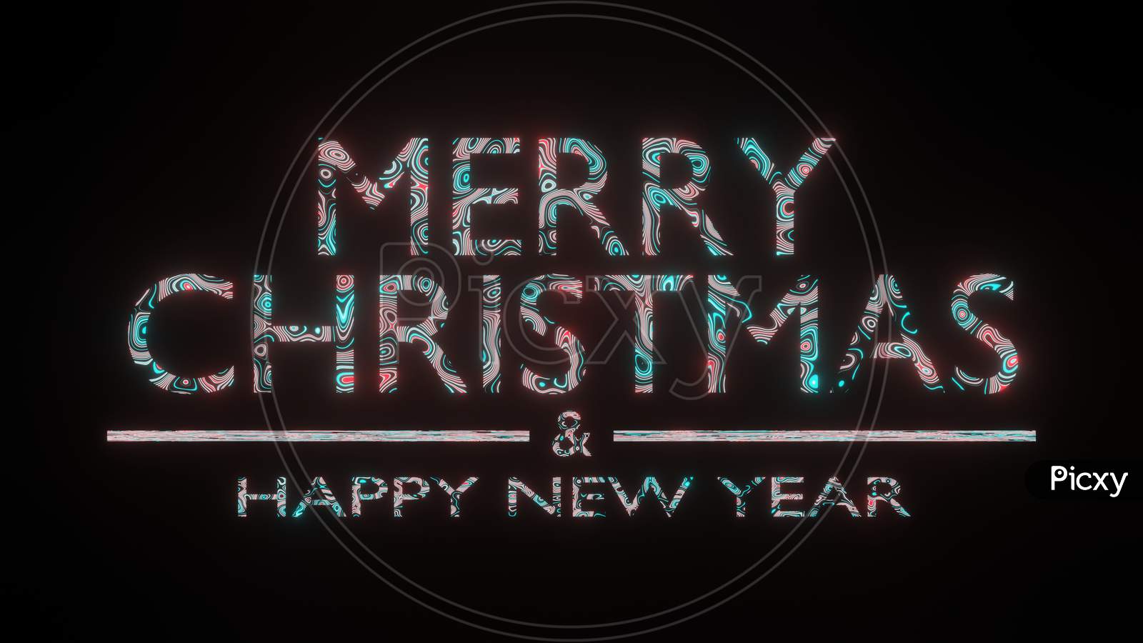 3D Illustration Graphic Of Beautiful Texture Or Pattern On The Text Merry Christmas And Happy New Year, Isolated On Black Background.