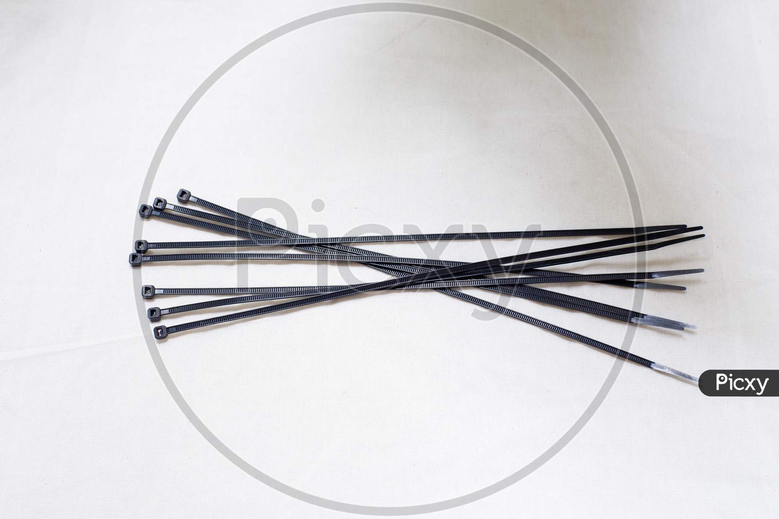 Cable Ties With A Black Color In A White Background