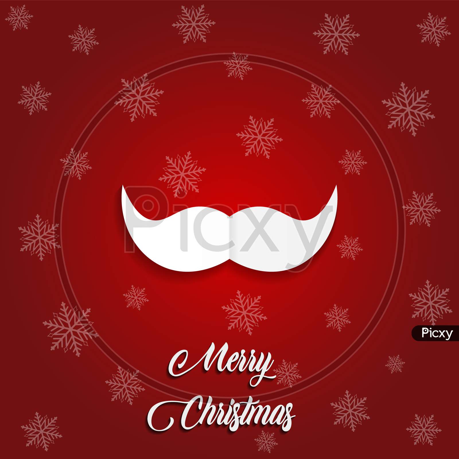 Merry Christmas wishing card with Santa Claus mustache. Vector Illustration.