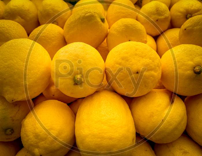 Fresh Raw Lemons Fruit From The Traditional Market