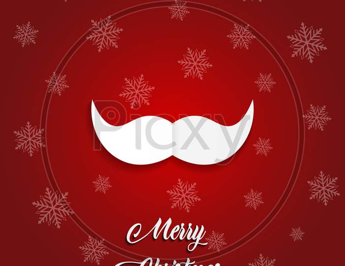 Merry Christmas wishing card with Santa Claus mustache. Vector Illustration.
