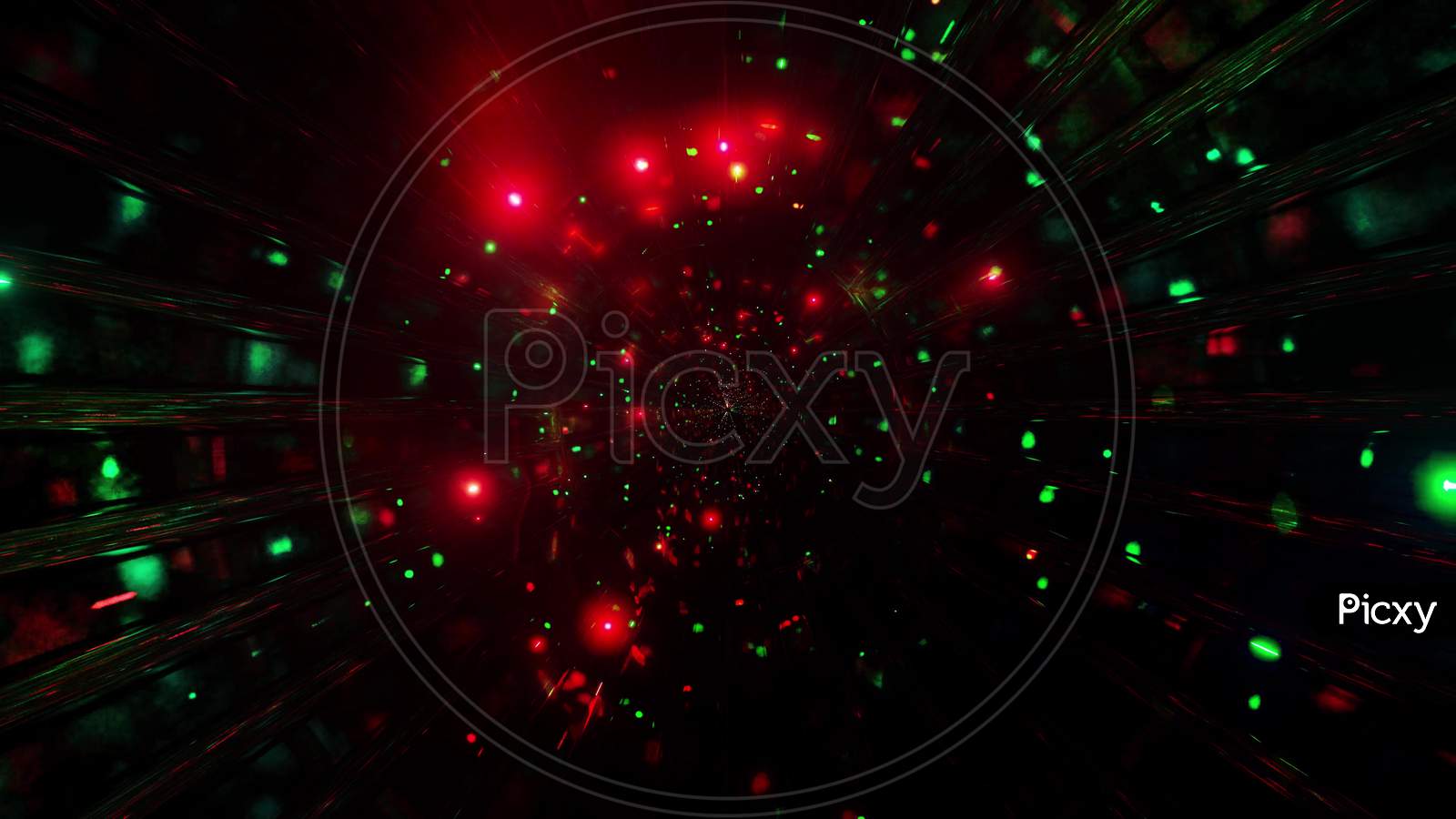 Glowing Blinking Neon Lights Tunnel 3D Illustration Background Wallpaper