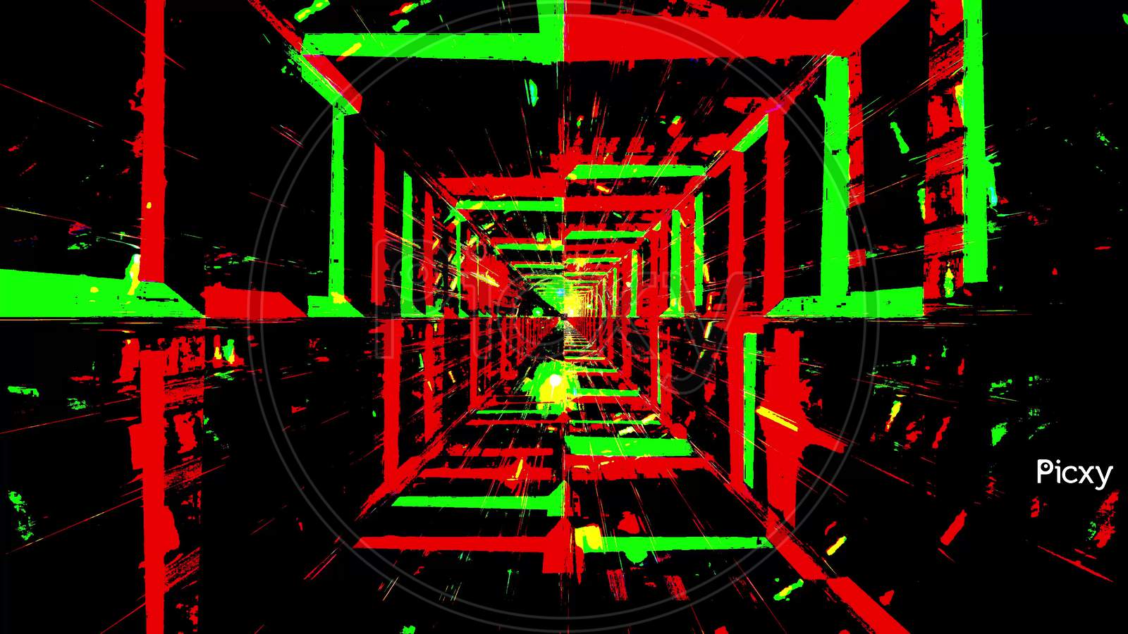 Color Effects Tunnel Green And Red Blinking 3D Illustration Background Wallpaper