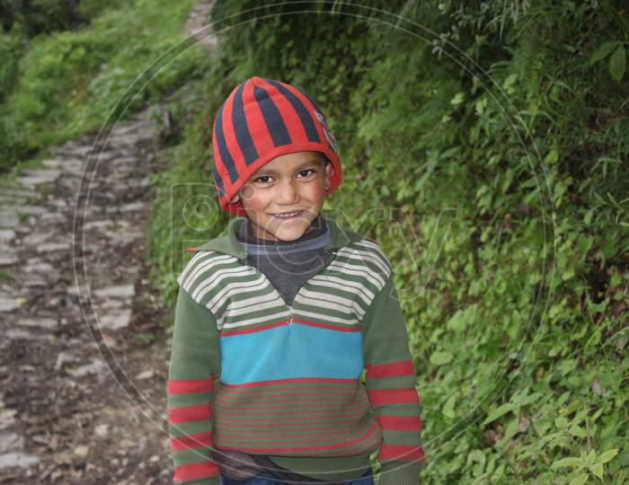 Portrait of A himalayan kid.