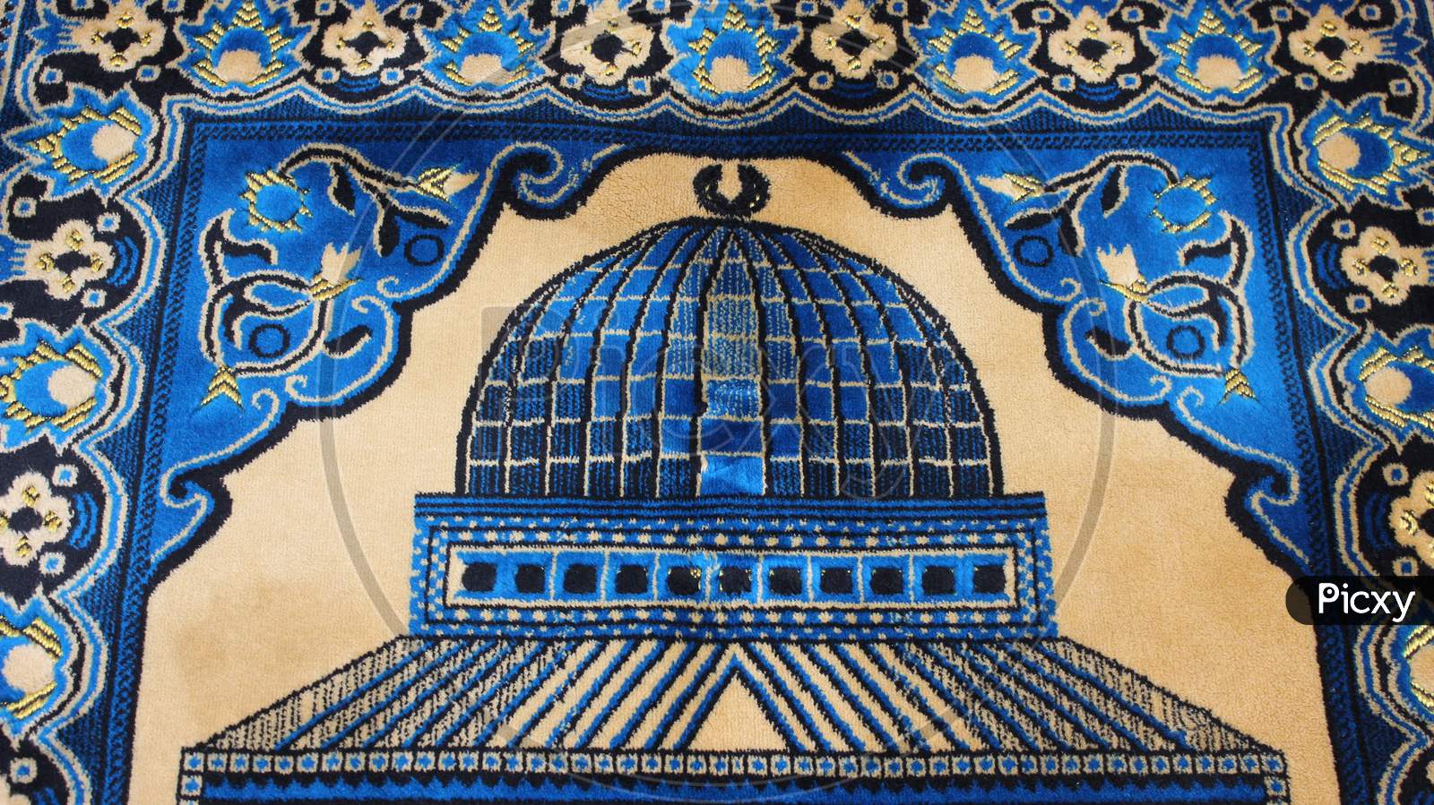 image-of-high-angle-view-of-lovely-prayer-mat-or-prayer-rug-for-muslims