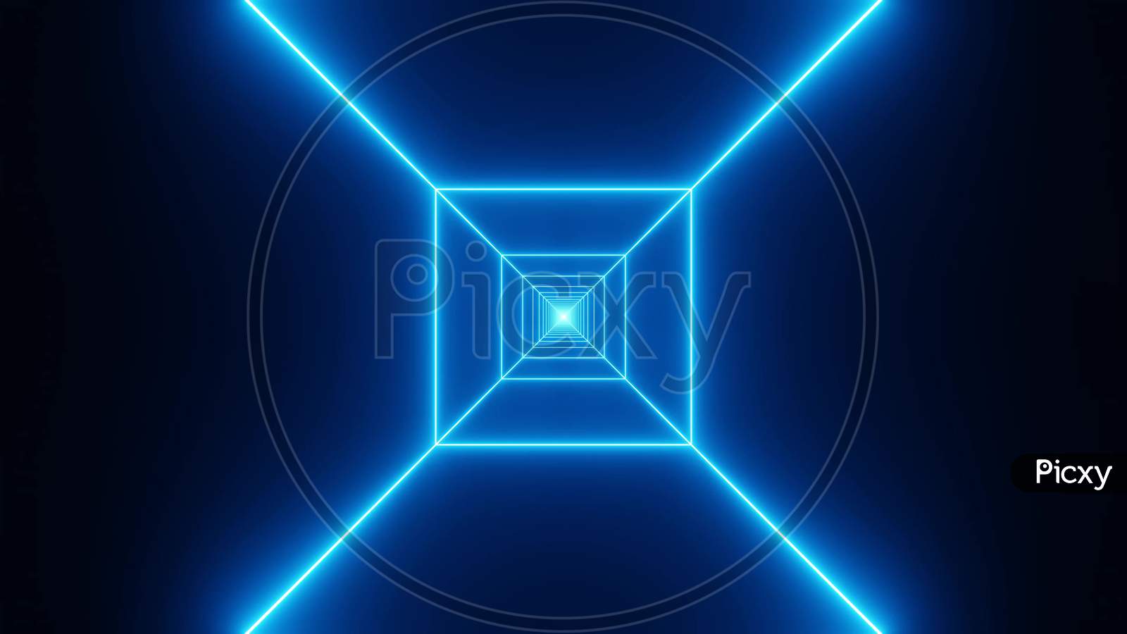 Blue Wireframe Tunnel Fly Through 3D Illustration Background Wallpaper