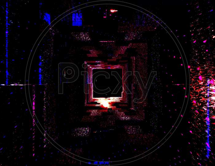 Dark Color Map Sci-Fi Space Tunnel 3D Illustration Background Wallpaper