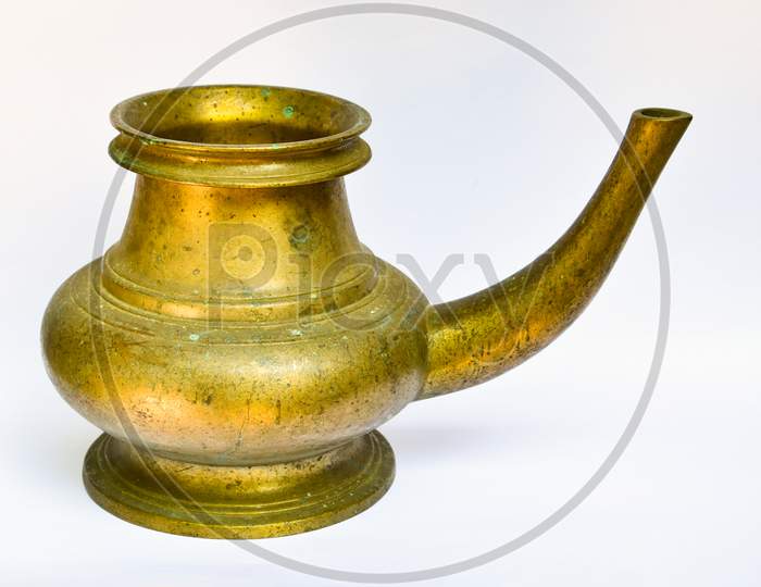 Kerala traditional brass vessel on white background