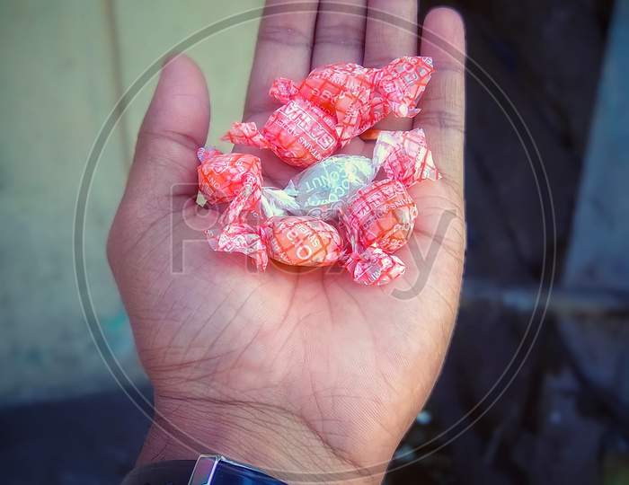Candy In My Hand With A White Candy
