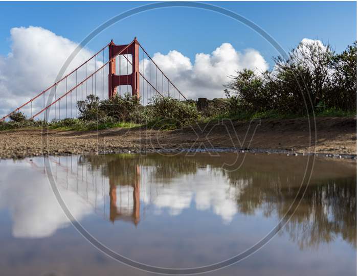 Golden Gate Bridge reflection