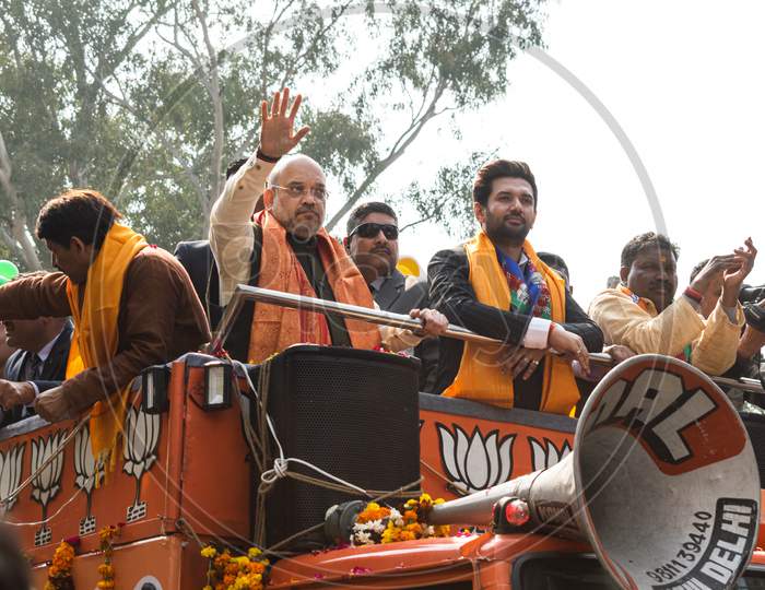 Bharatiya Janata Party Leaders Home minister Amit Shah, MP Manoj Tiwari campaigning for Delhi Assembly Election 2020