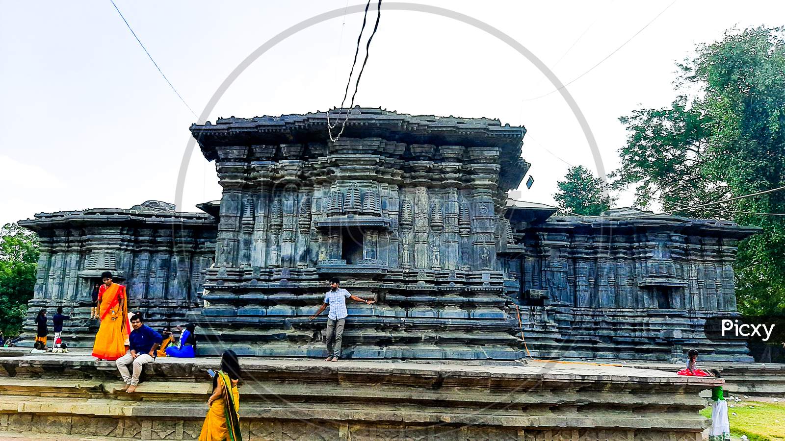 Visitors At Thousand Pillar Temple